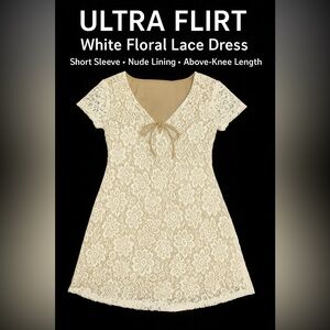 Ultra Flirt Cream Floral Lace Dress